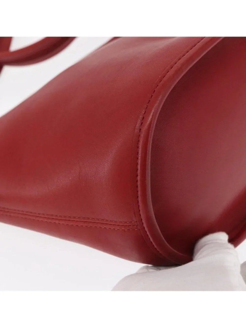 Authentic Coach Shoulder Bag Leather Red Gold